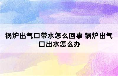 锅炉出气口带水怎么回事 锅炉出气口出水怎么办